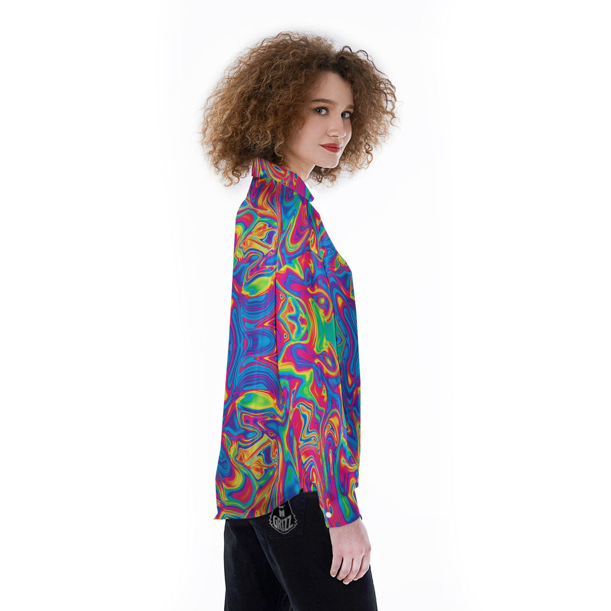Acid Psychedelic Print Pattern Women's Long Sleeve Shirts-grizzshop
