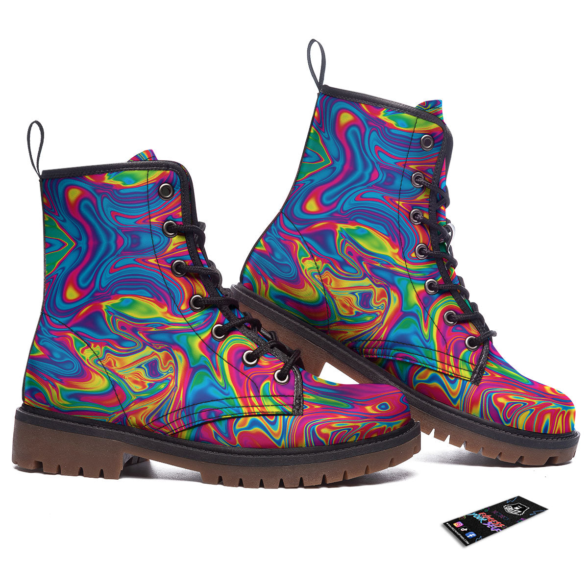 Acid Psychedelic Print Pattern Work Boots-grizzshop