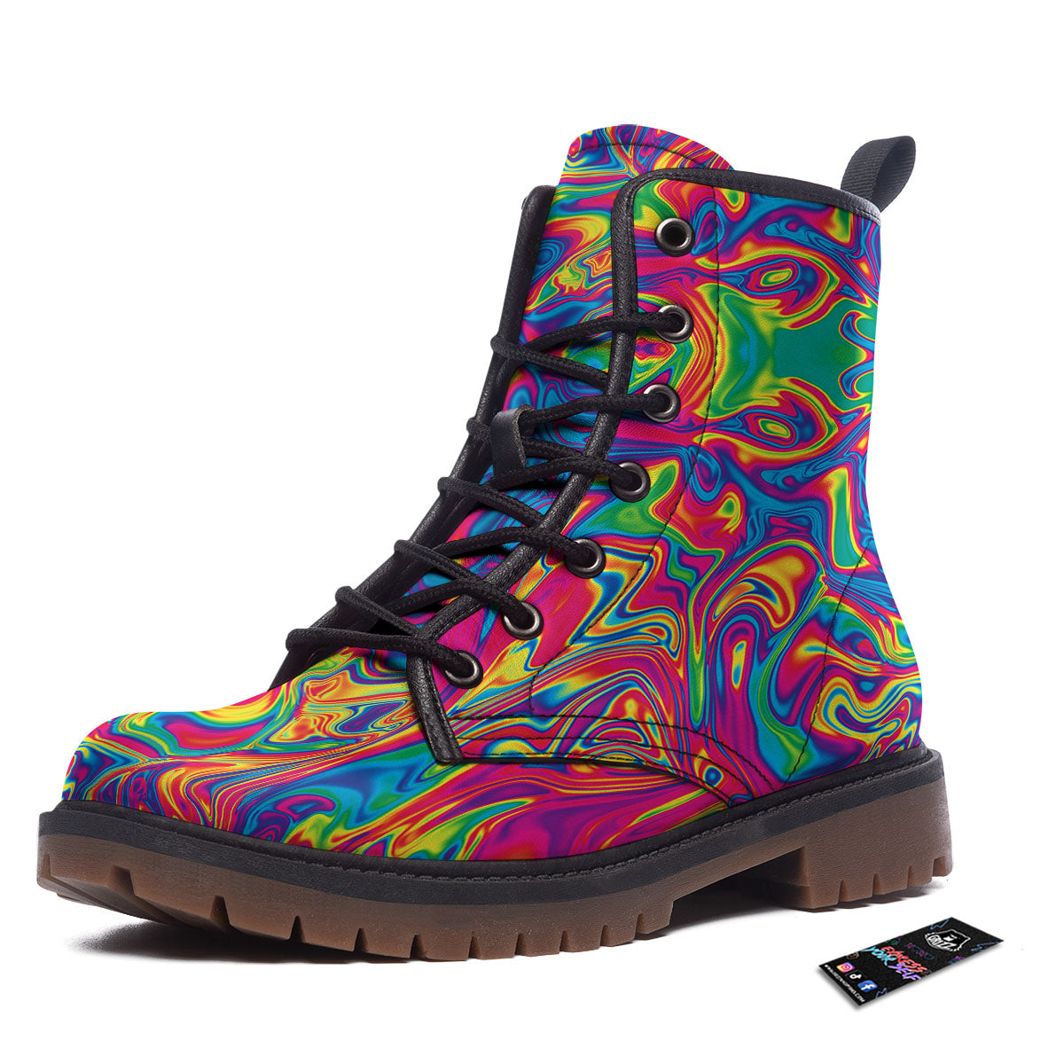 Acid Psychedelic Print Pattern Work Boots-grizzshop