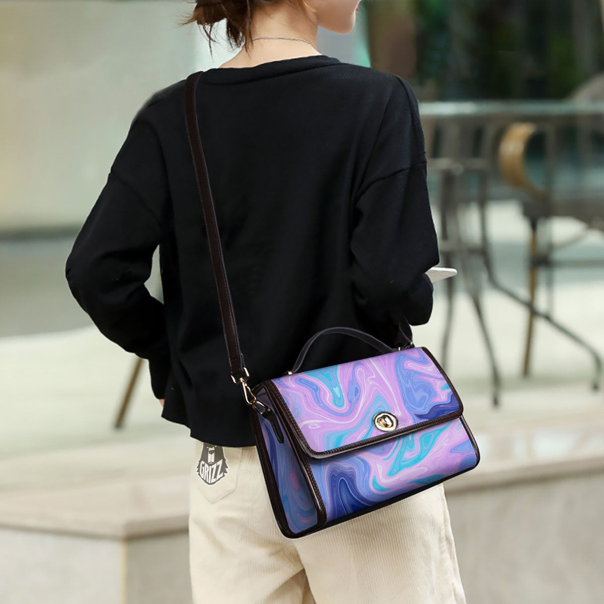 Acid Melt Blue And Pink Print Women's Satchel Bag