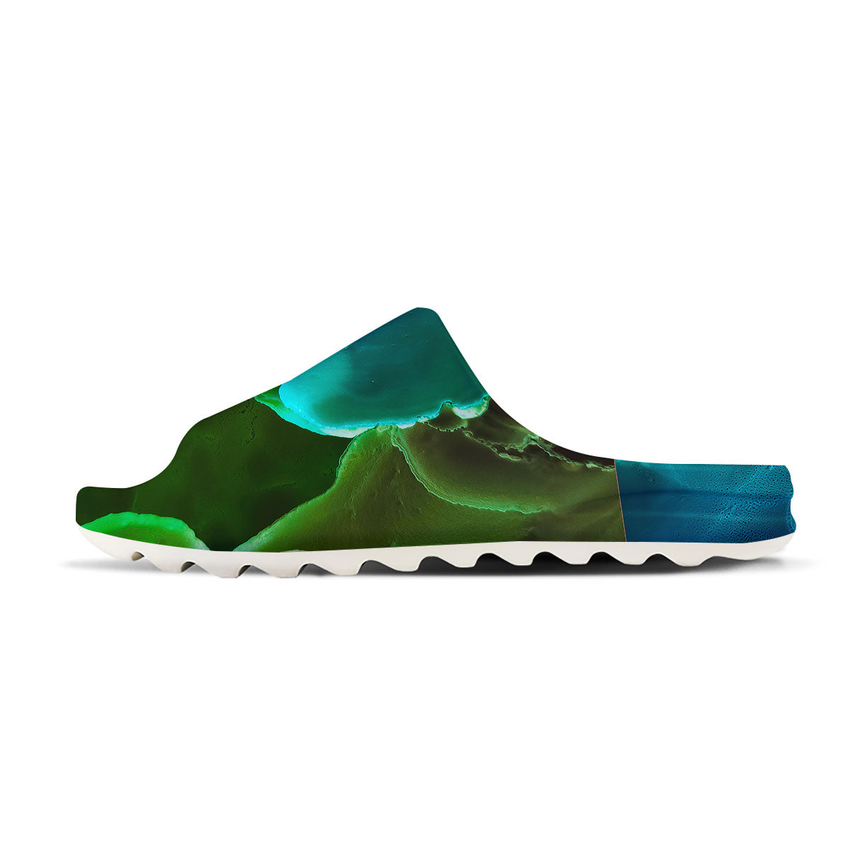 Acid Melt Green And Turquoise Print Sandals-grizzshop