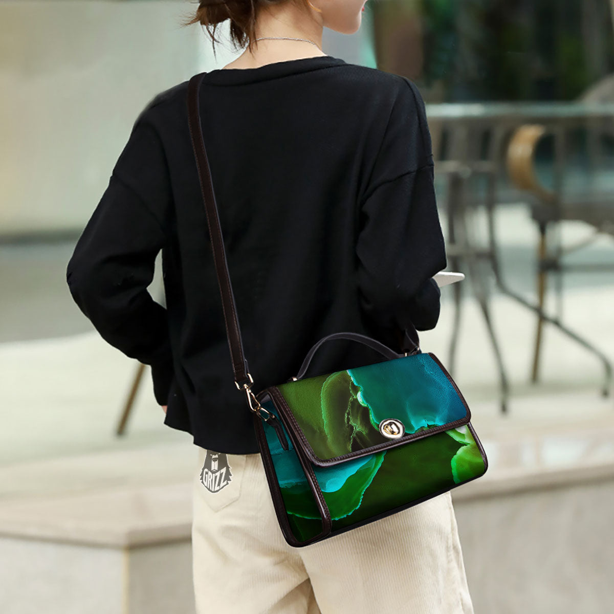 Acid Melt Green And Turquoise Print Women's Satchel Bag