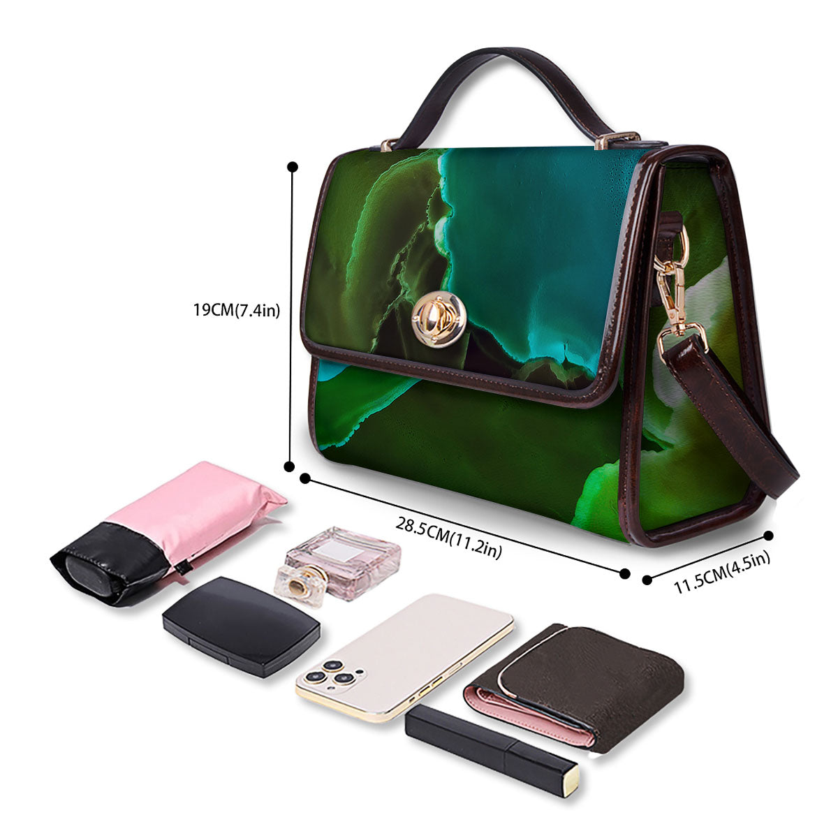 Acid Melt Green And Turquoise Print Women's Satchel Bag