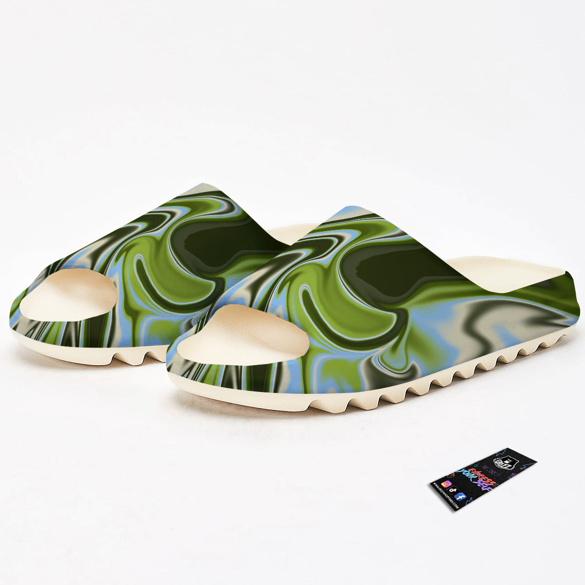 Acid Melt Green Print Sandals-grizzshop
