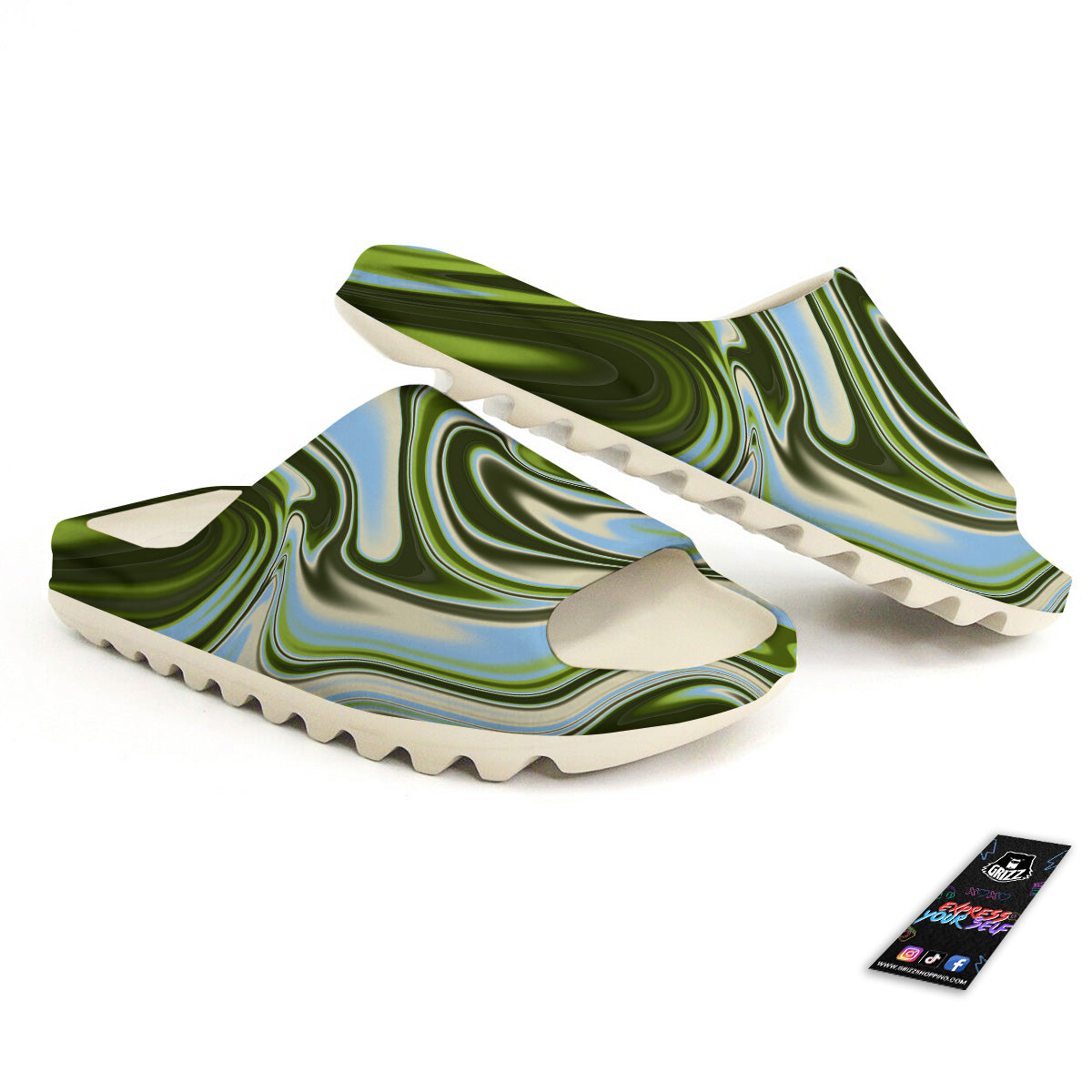 Acid Melt Green Print Sandals-grizzshop
