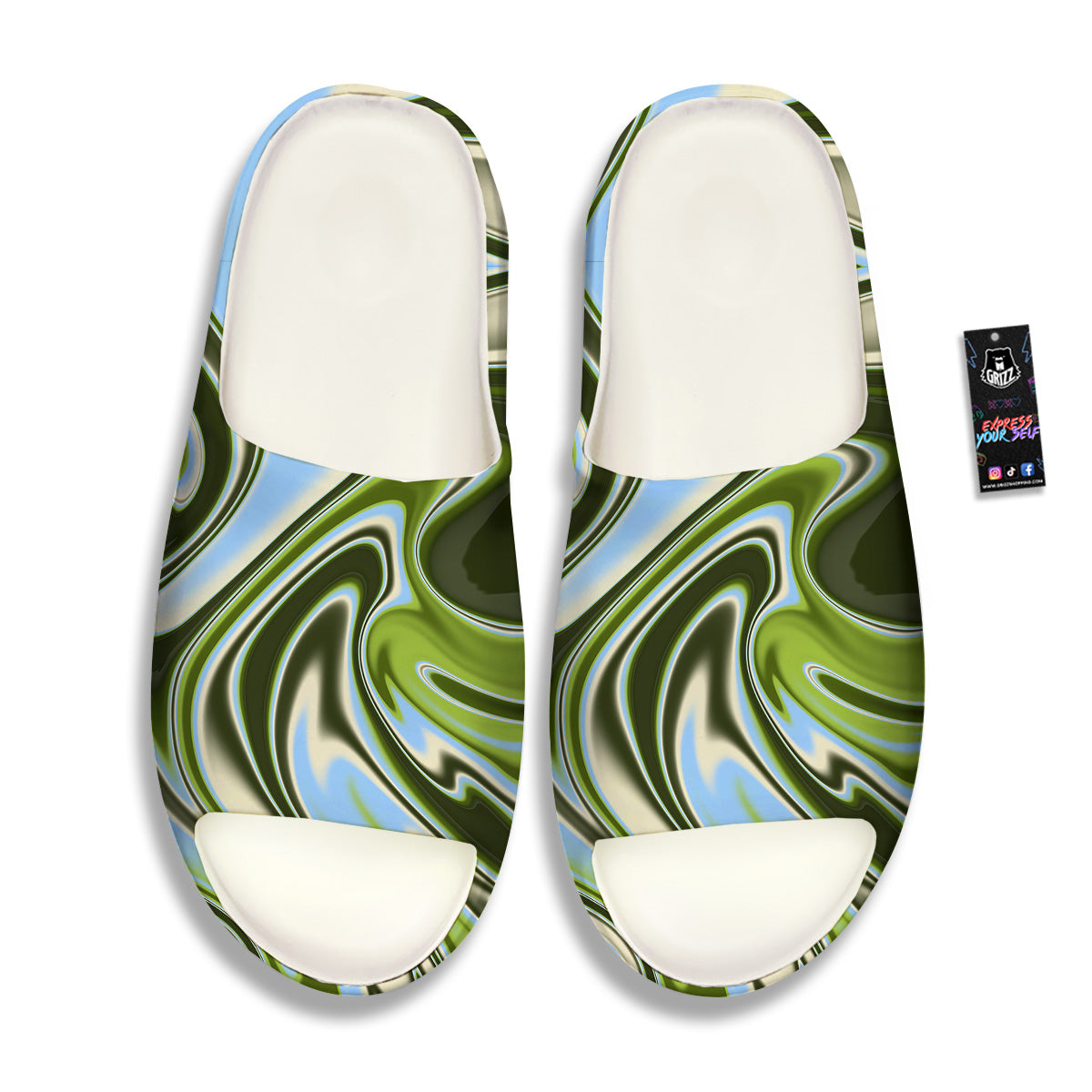 Acid Melt Green Print Sandals-grizzshop