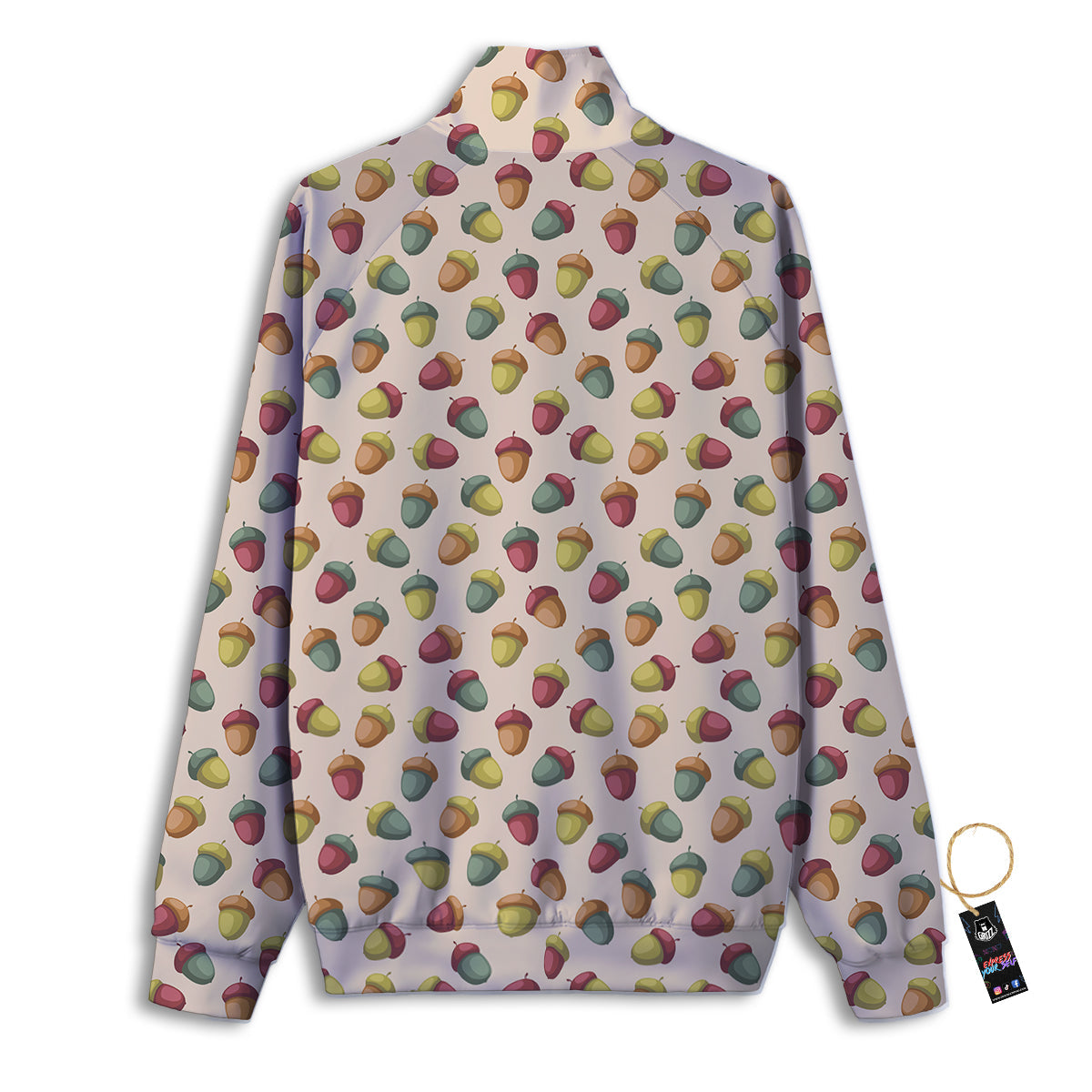 Acorn Beige Color Print Pattern Track Jacket-grizzshop