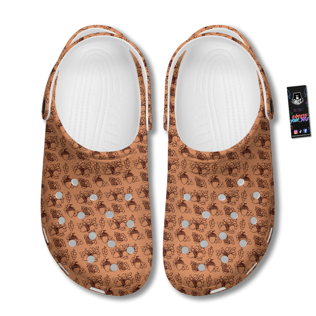 Acorn Drawing Print Pattern Clog-grizzshop