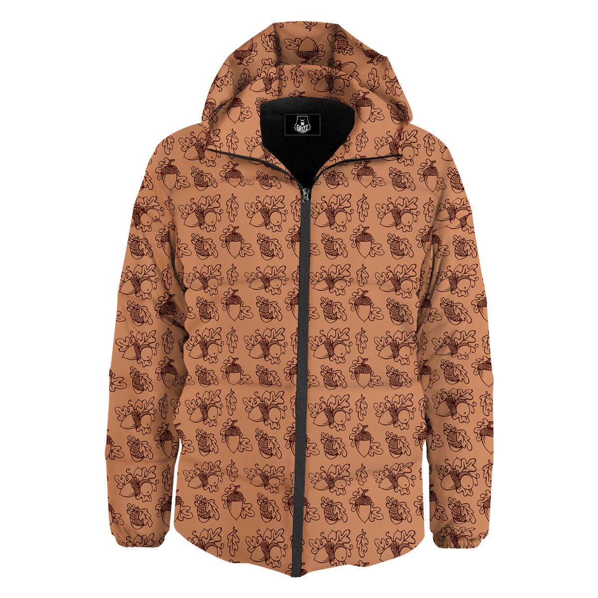 Acorn Drawing Print Pattern Down Jacket-grizzshop