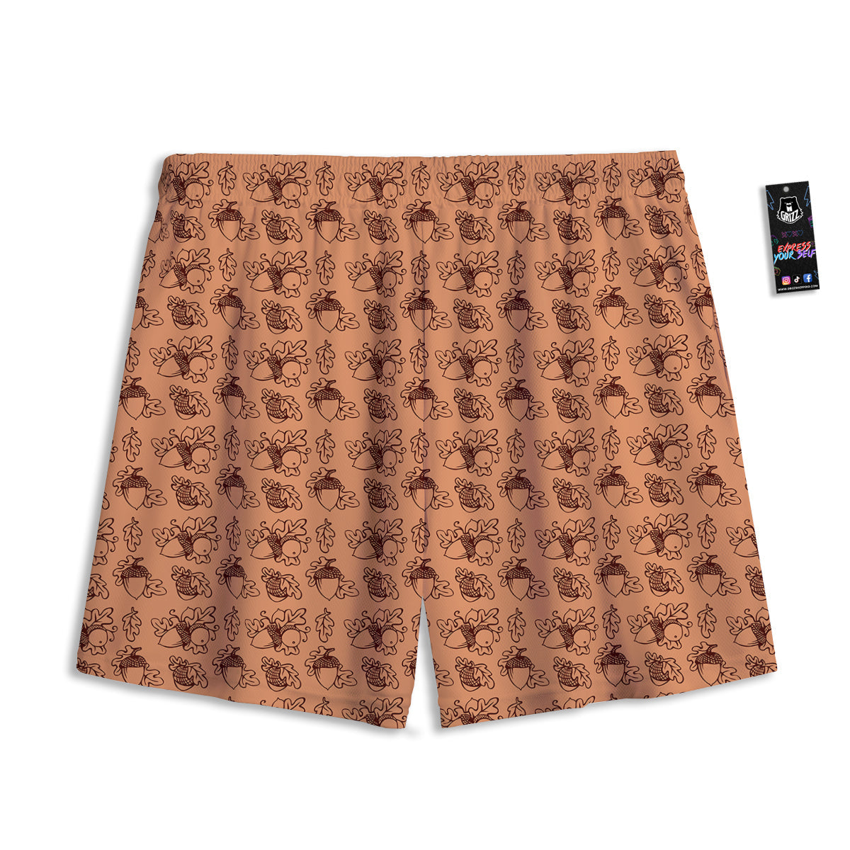 Acorn Drawing Print Pattern Mesh Shorts-grizzshop