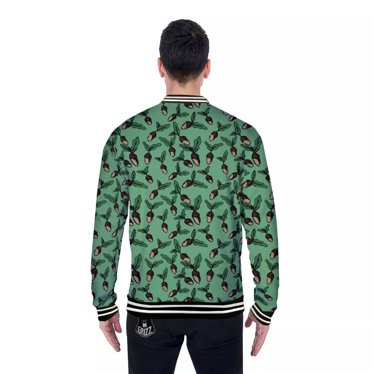Acorn Green Print Pattern Baseball Jacket-grizzshop