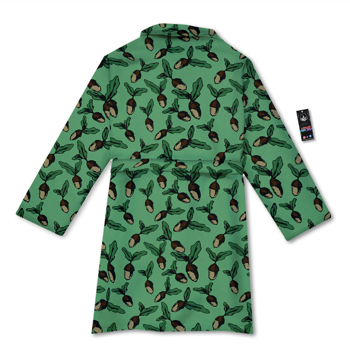 Acorn Green Print Pattern Bathrobe-grizzshop