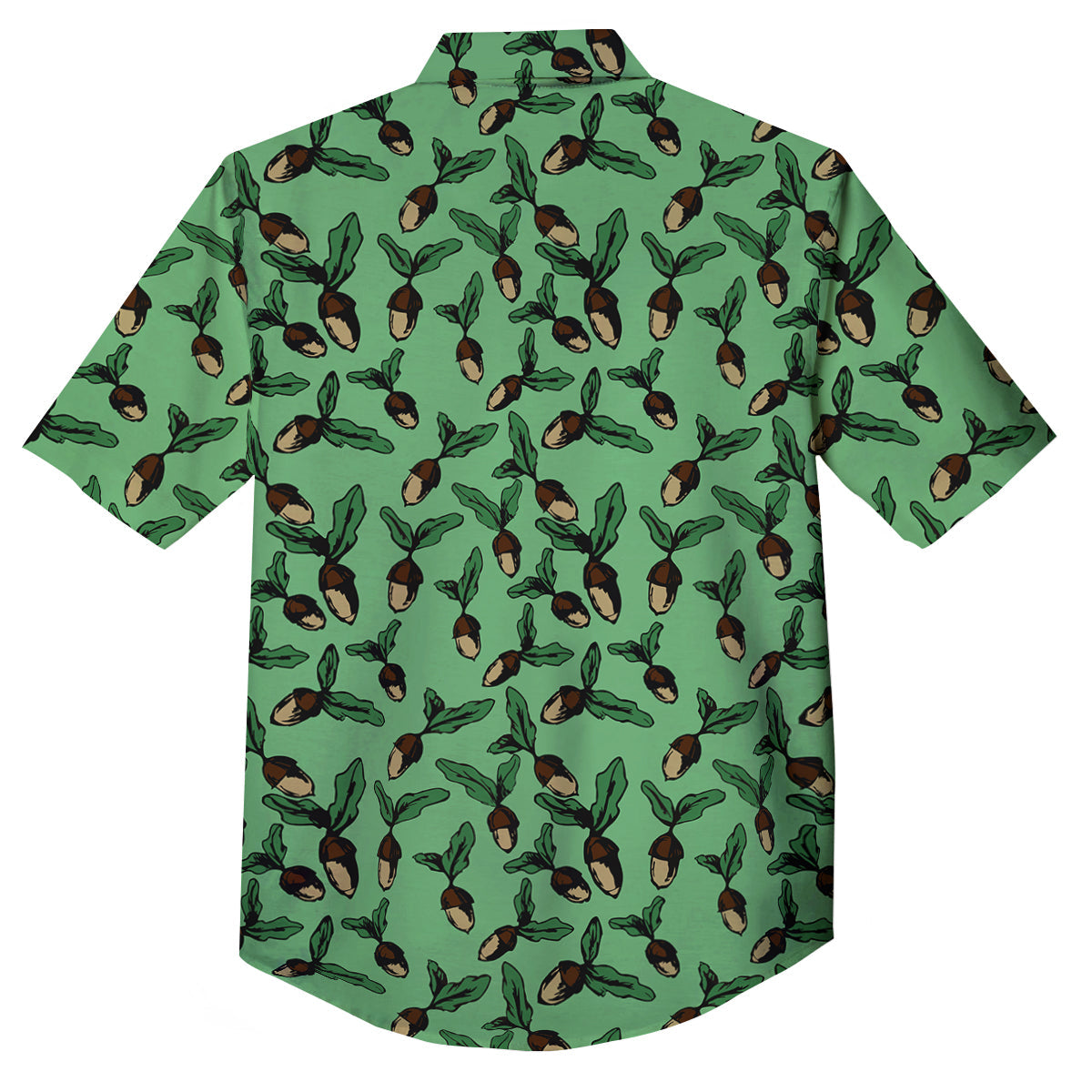 Acorn Green Print Pattern Button Up Shirt-grizzshop