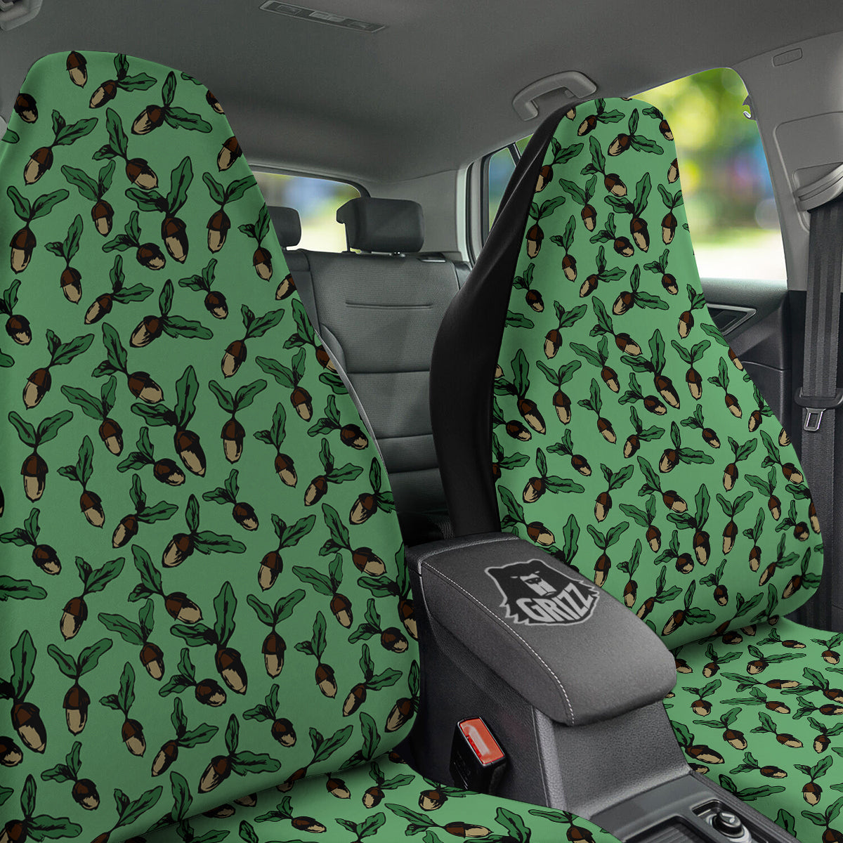 Acorn Green Print Pattern Car Seat Covers-grizzshop