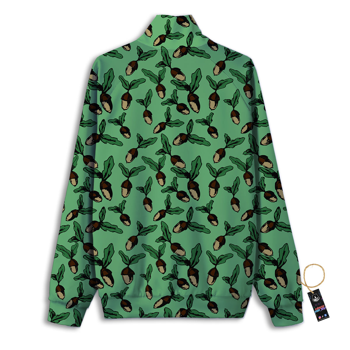Acorn Green Print Pattern Track Jacket-grizzshop