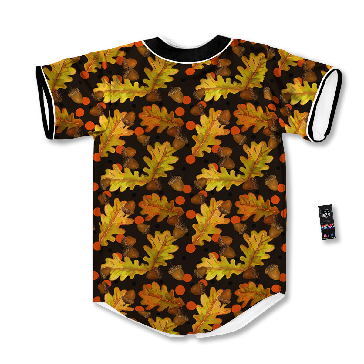 Acorn Leaf Print Pattern Baseball Jersey-grizzshop