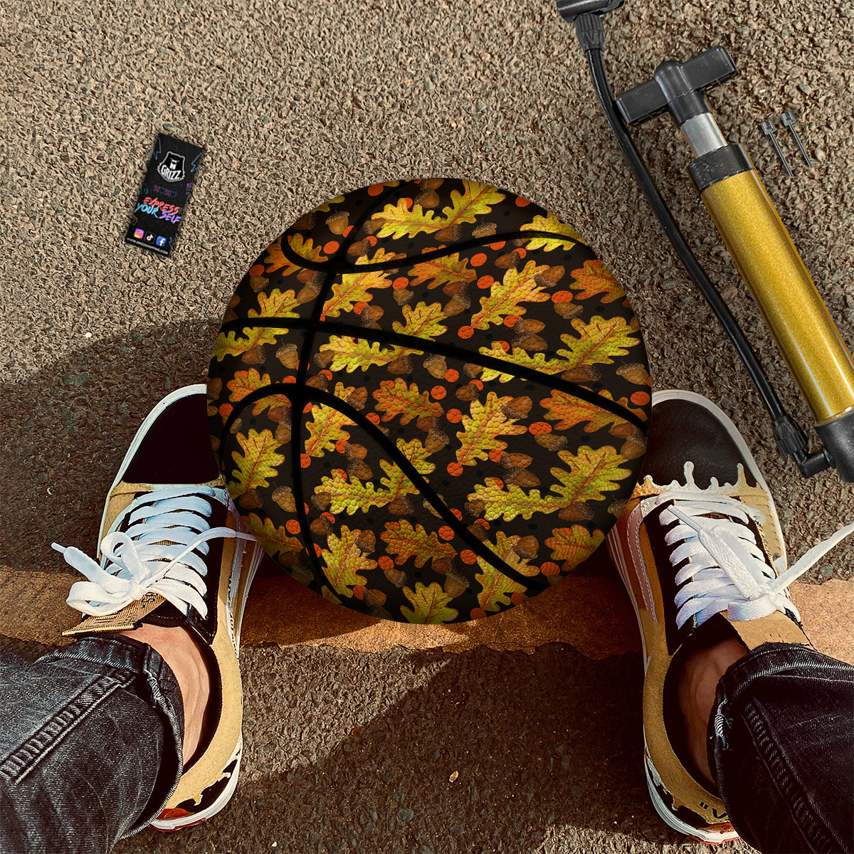 Acorn Leaf Print Pattern Basketball-grizzshop
