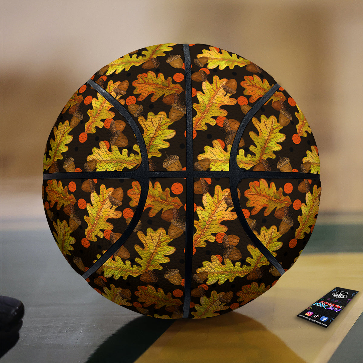 Acorn Leaf Print Pattern Basketball-grizzshop