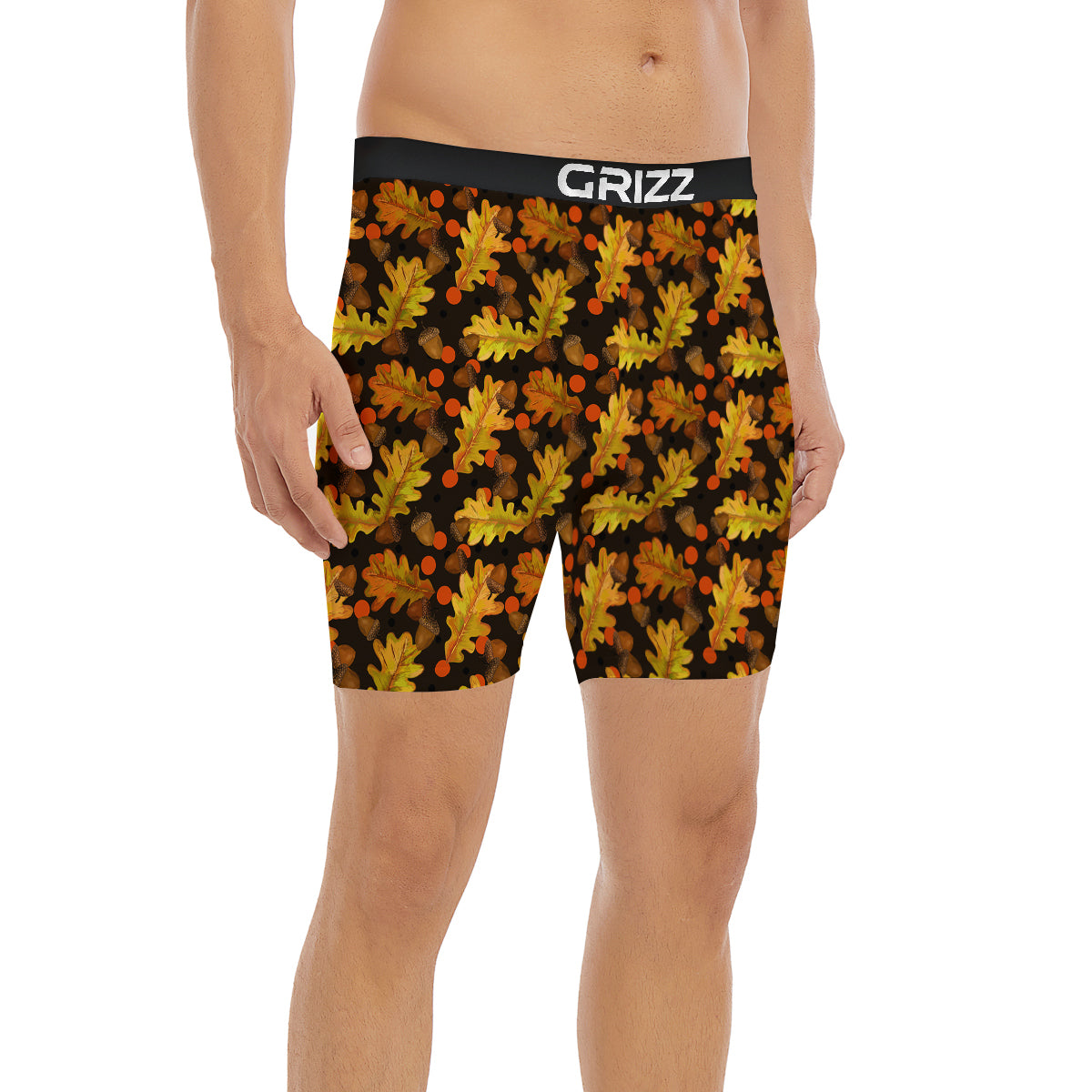 Acorn Leaf Print Pattern Boxer Briefs-grizzshop