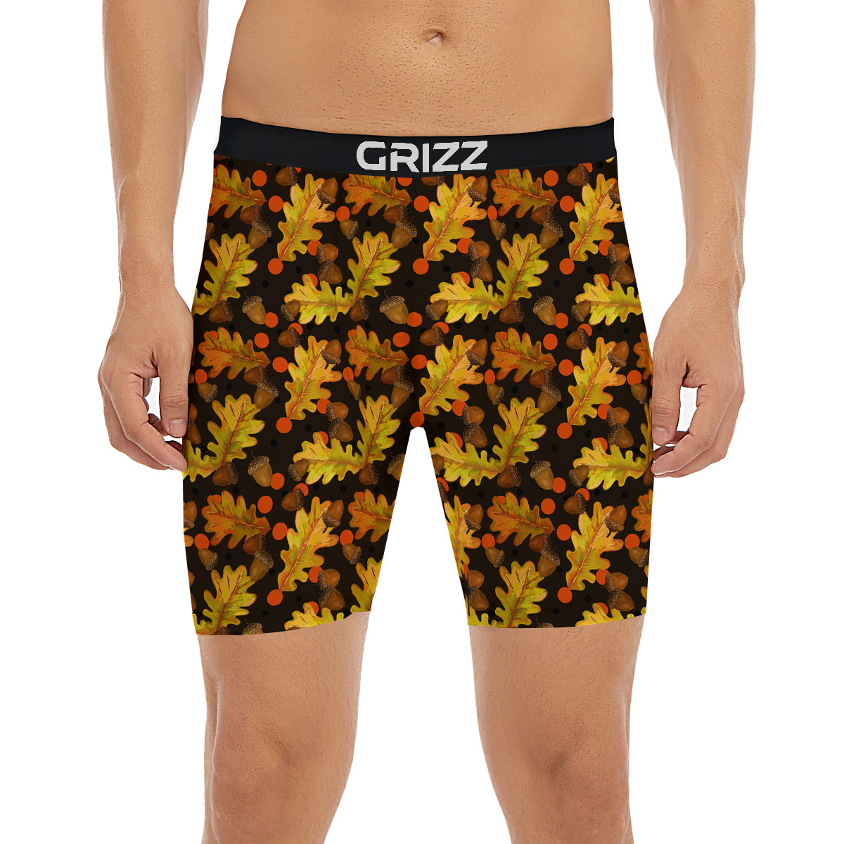 Acorn Leaf Print Pattern Boxer Briefs-grizzshop