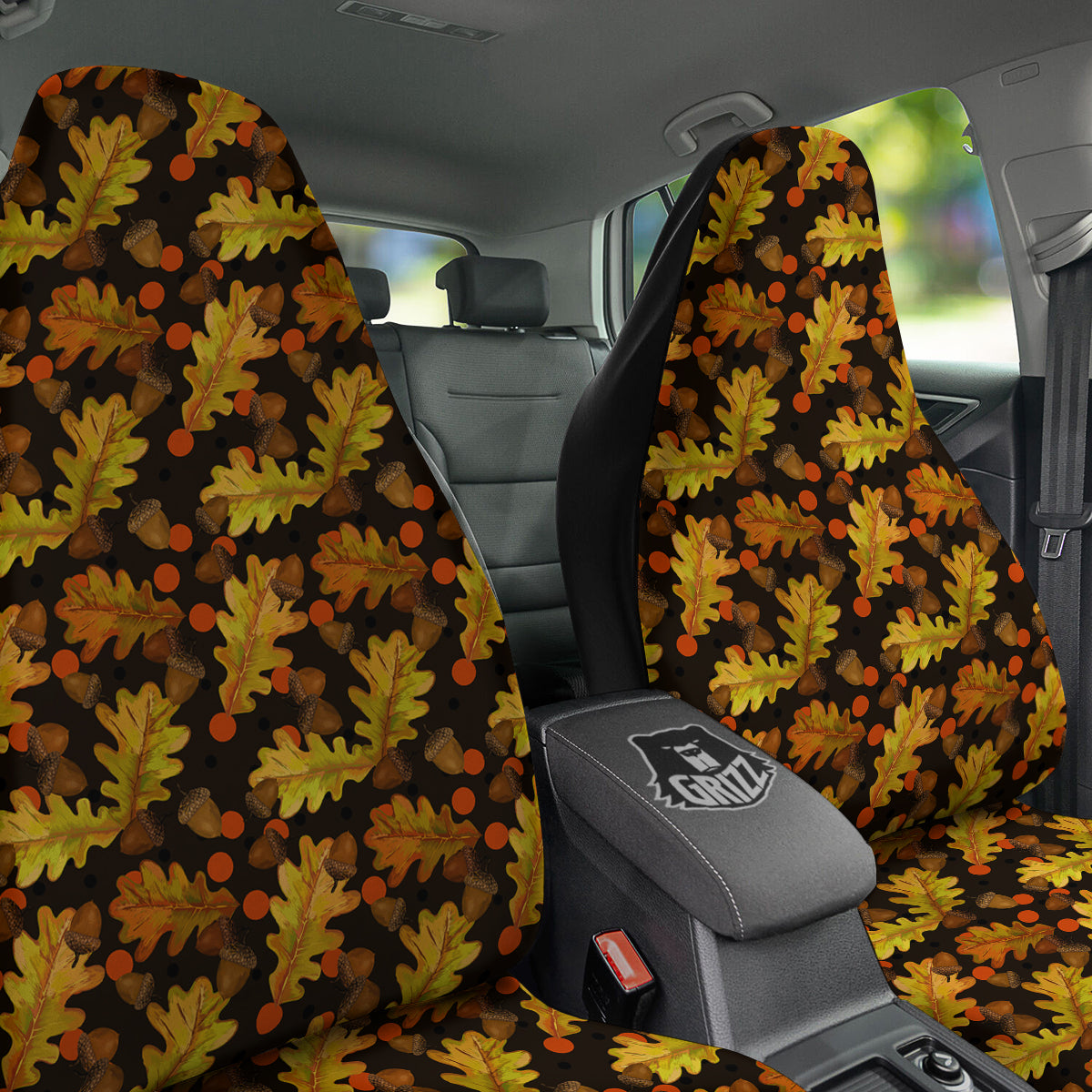 Acorn Leaf Print Pattern Car Seat Covers-grizzshop