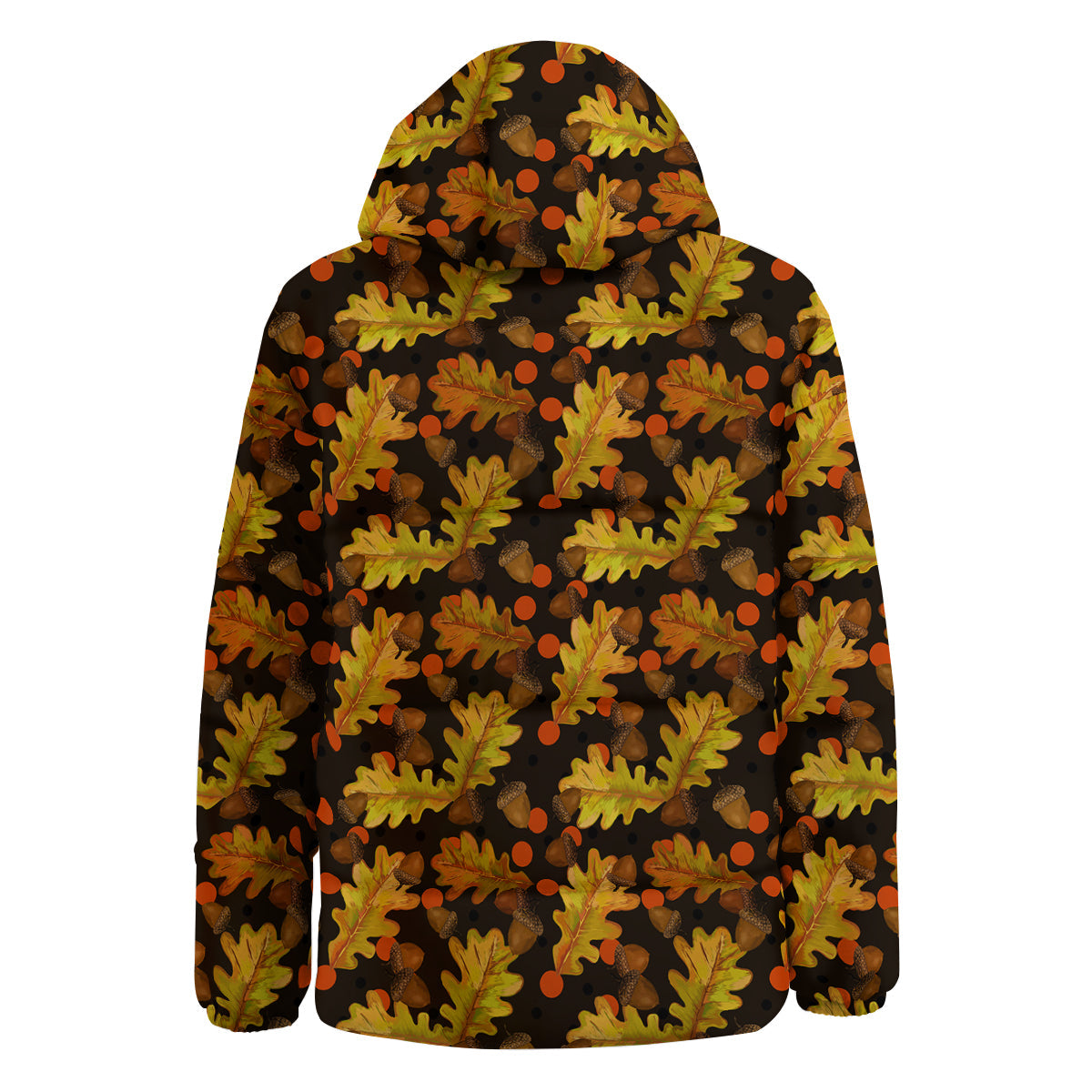Acorn Leaf Print Pattern Down Jacket-grizzshop