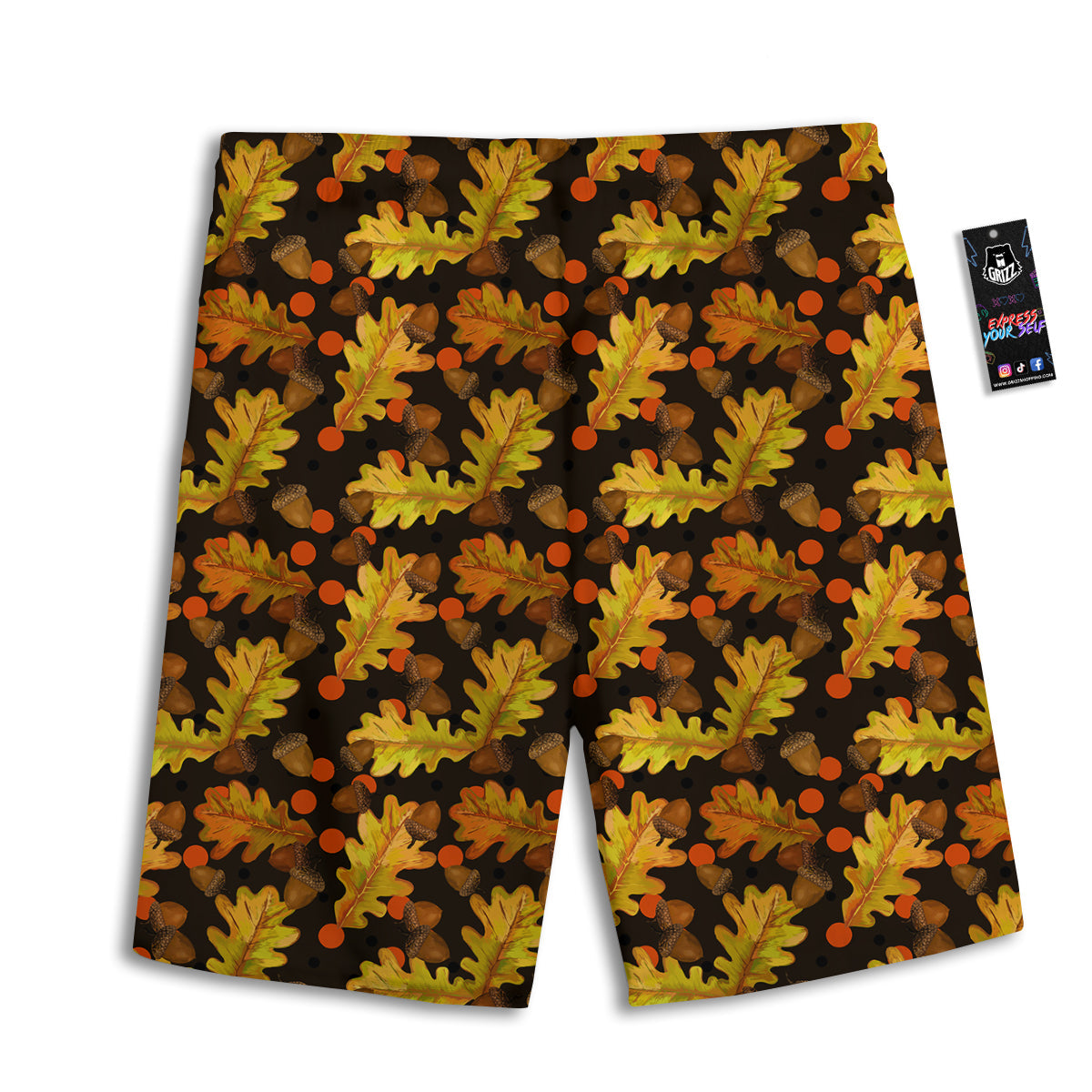 Acorn Leaf Print Pattern Men's Athletic Shorts