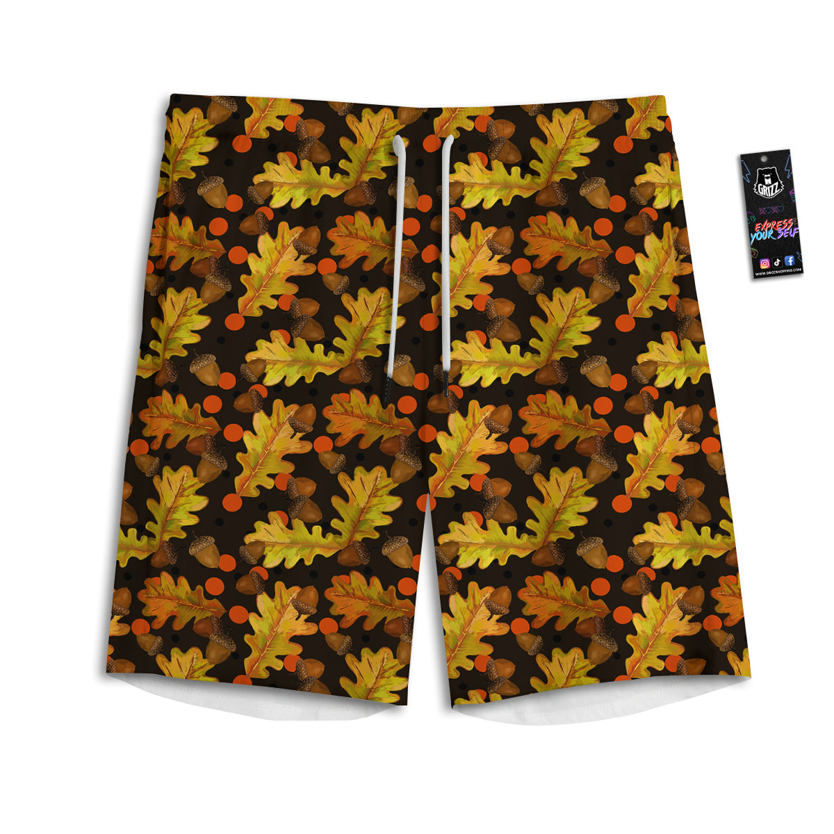 Acorn Leaf Print Pattern Men's Athletic Shorts