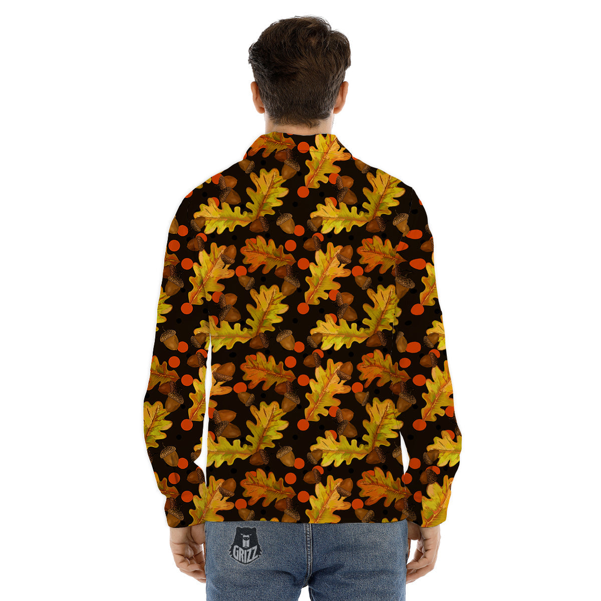 Acorn Leaf Print Pattern Men's Dress Shirts-grizzshop