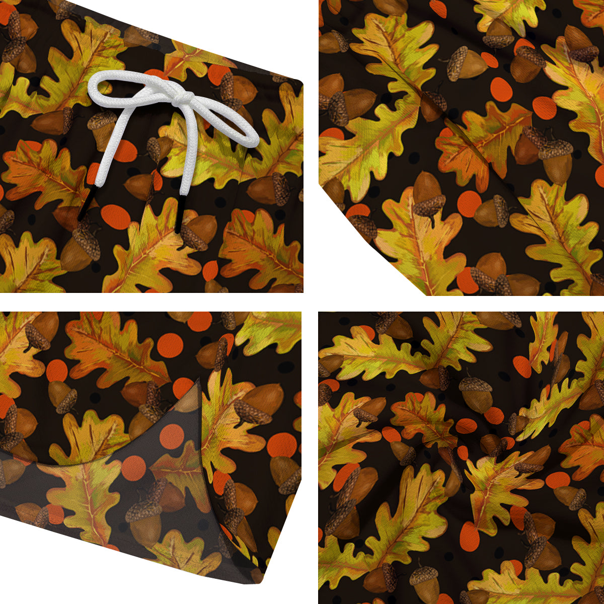Acorn Leaf Print Pattern Men's Running Shorts-grizzshop