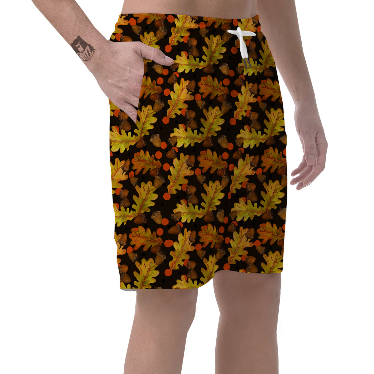 Acorn Leaf Print Pattern Men's Shorts-grizzshop