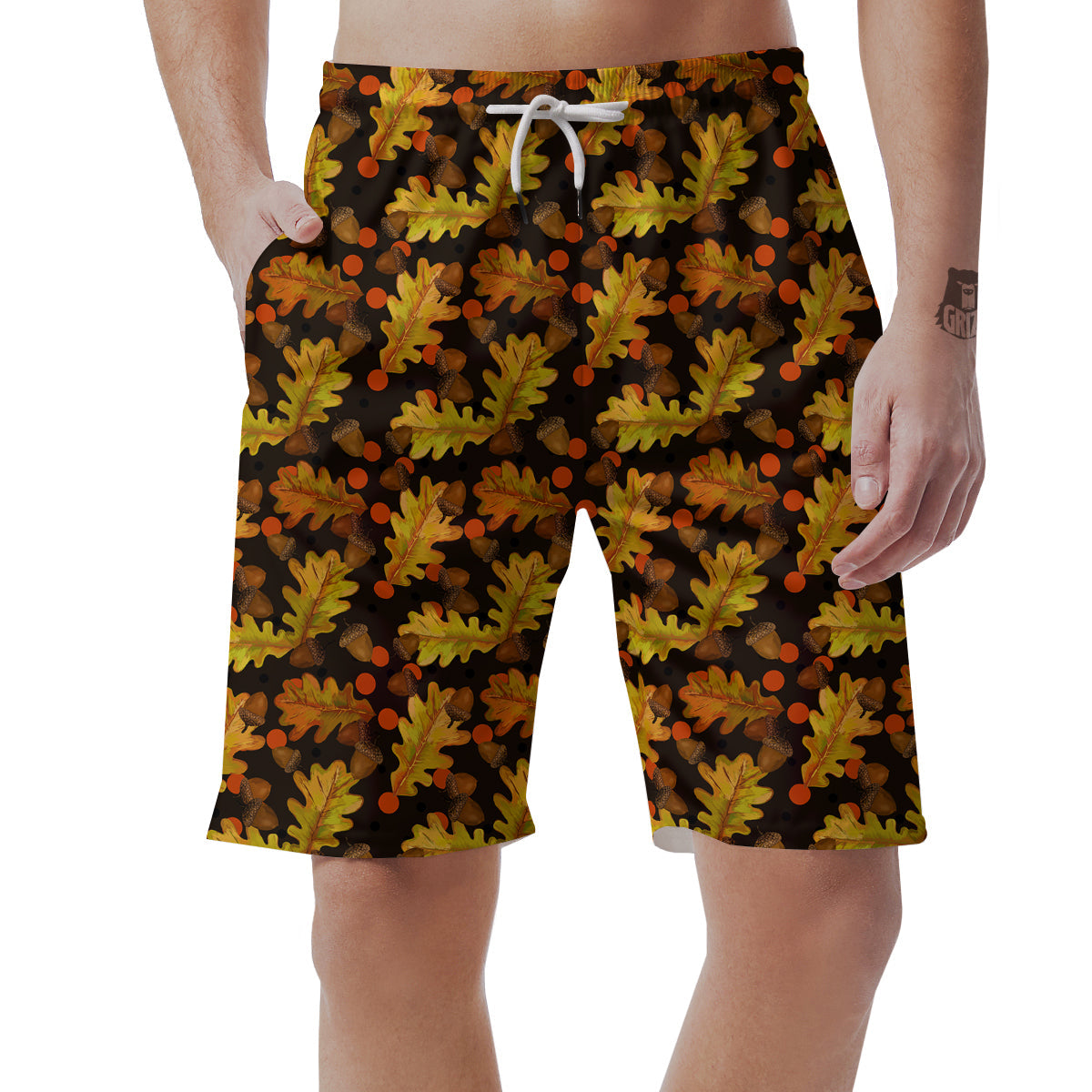 Acorn Leaf Print Pattern Men's Shorts-grizzshop