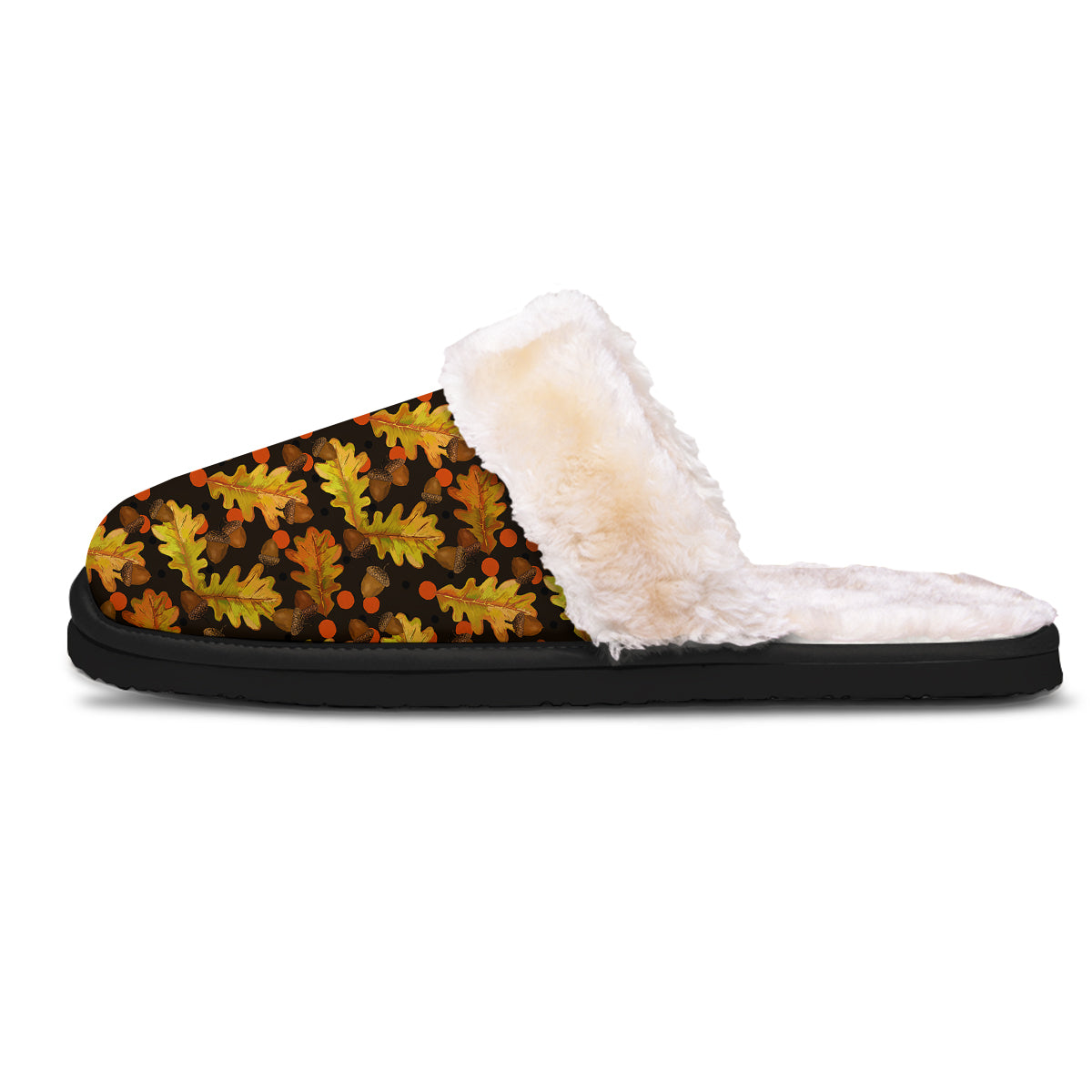 Acorn Leaf Print Pattern Slippers-grizzshop