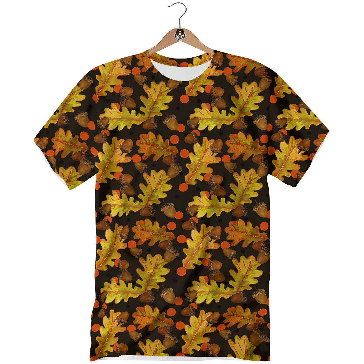 Acorn Leaf Print Pattern T-Shirt-grizzshop