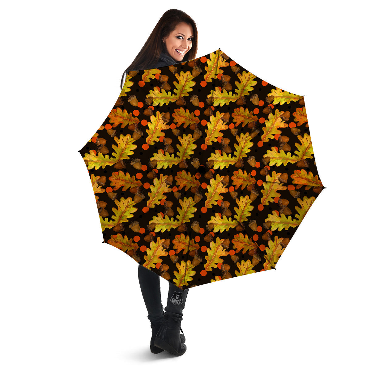 Acorn Leaf Print Pattern Umbrella-grizzshop