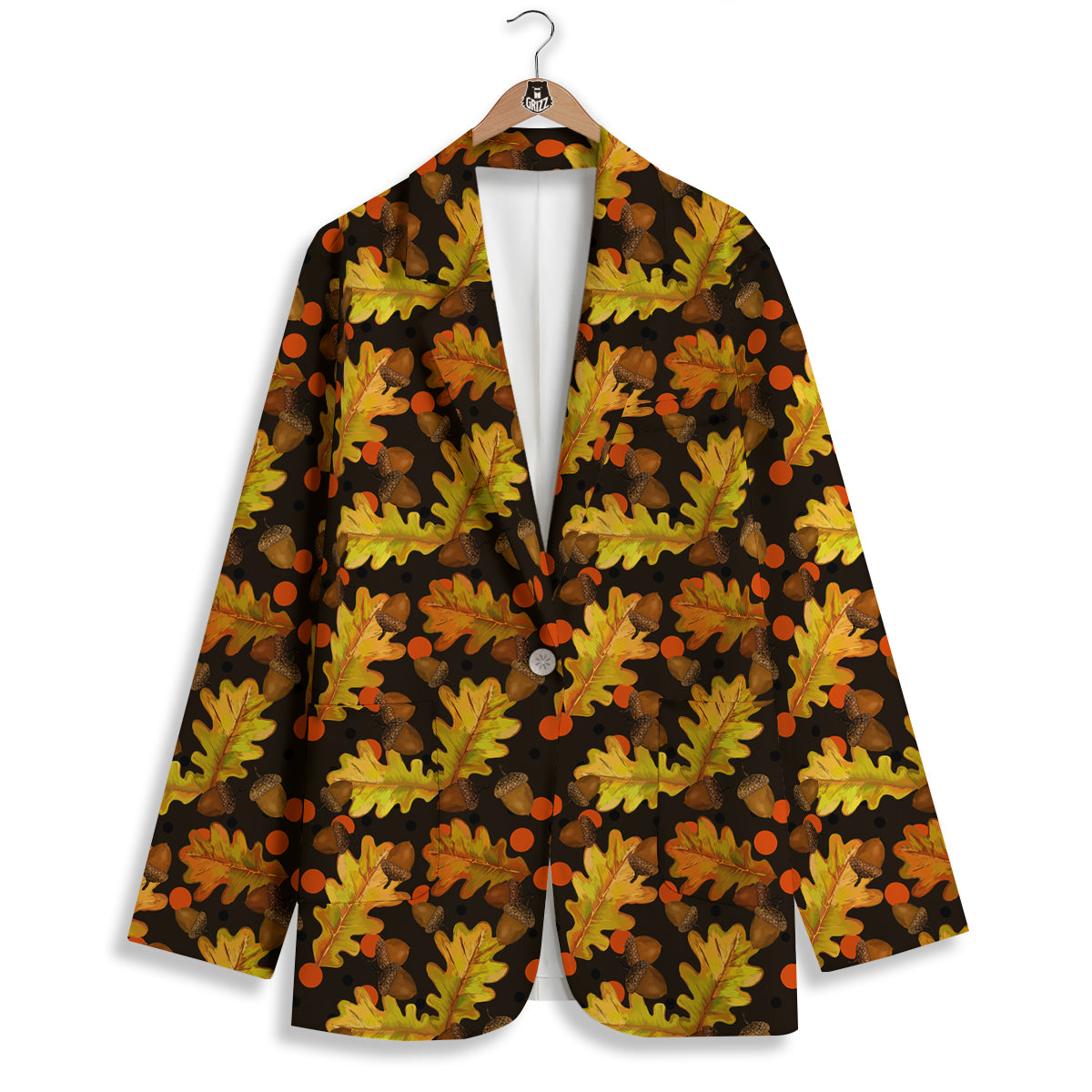 Acorn Leaf Print Pattern Women's Blazer-grizzshop