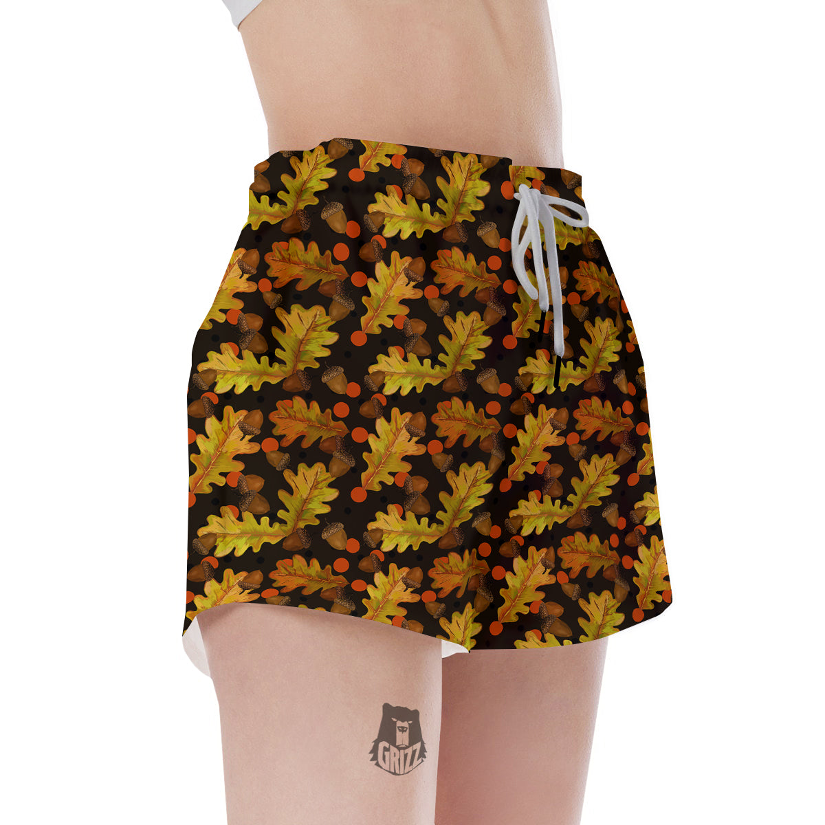 Acorn Leaf Print Pattern Women's Shorts-grizzshop