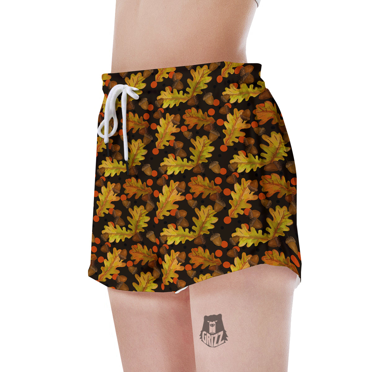 Acorn Leaf Print Pattern Women's Shorts-grizzshop