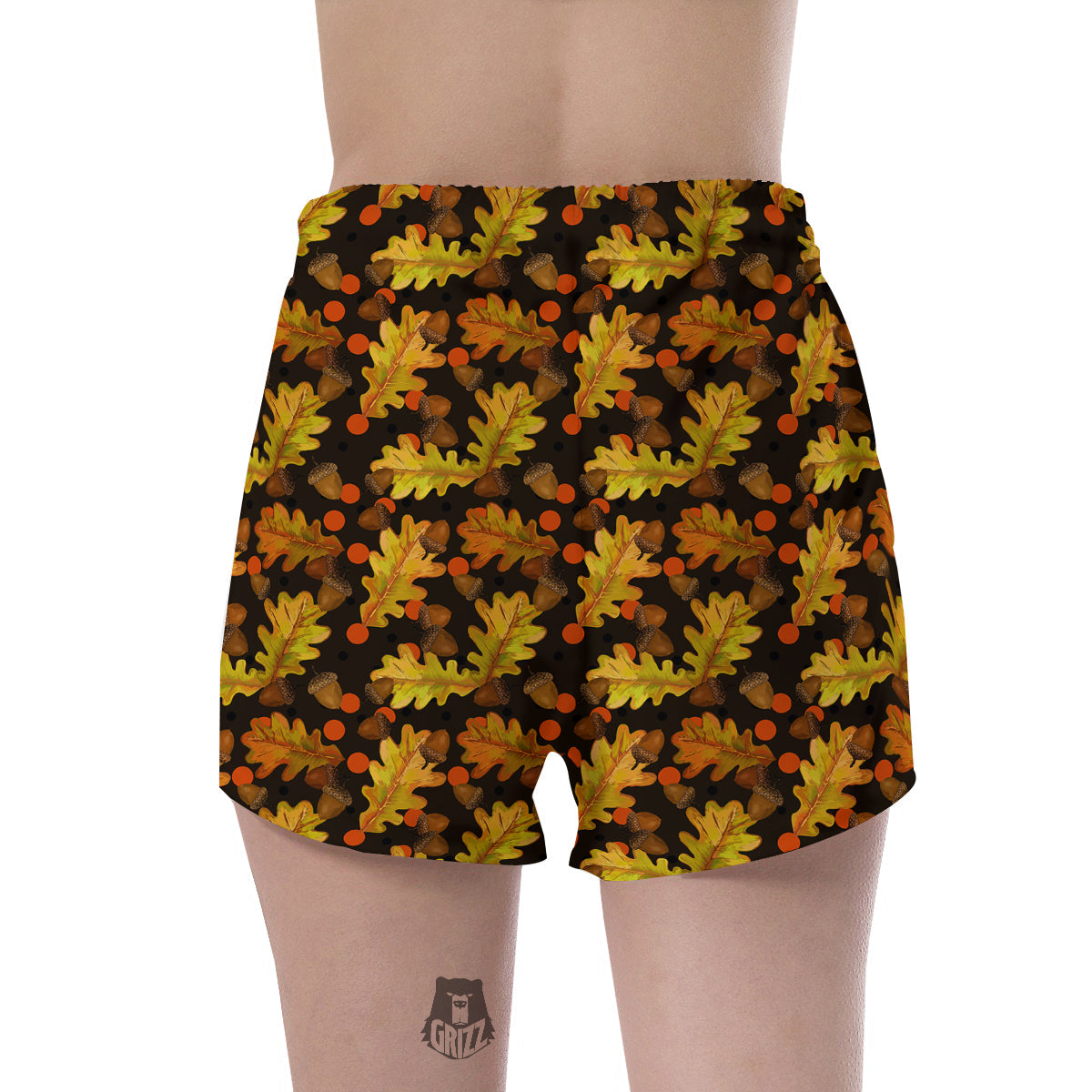 Acorn Leaf Print Pattern Women's Shorts-grizzshop
