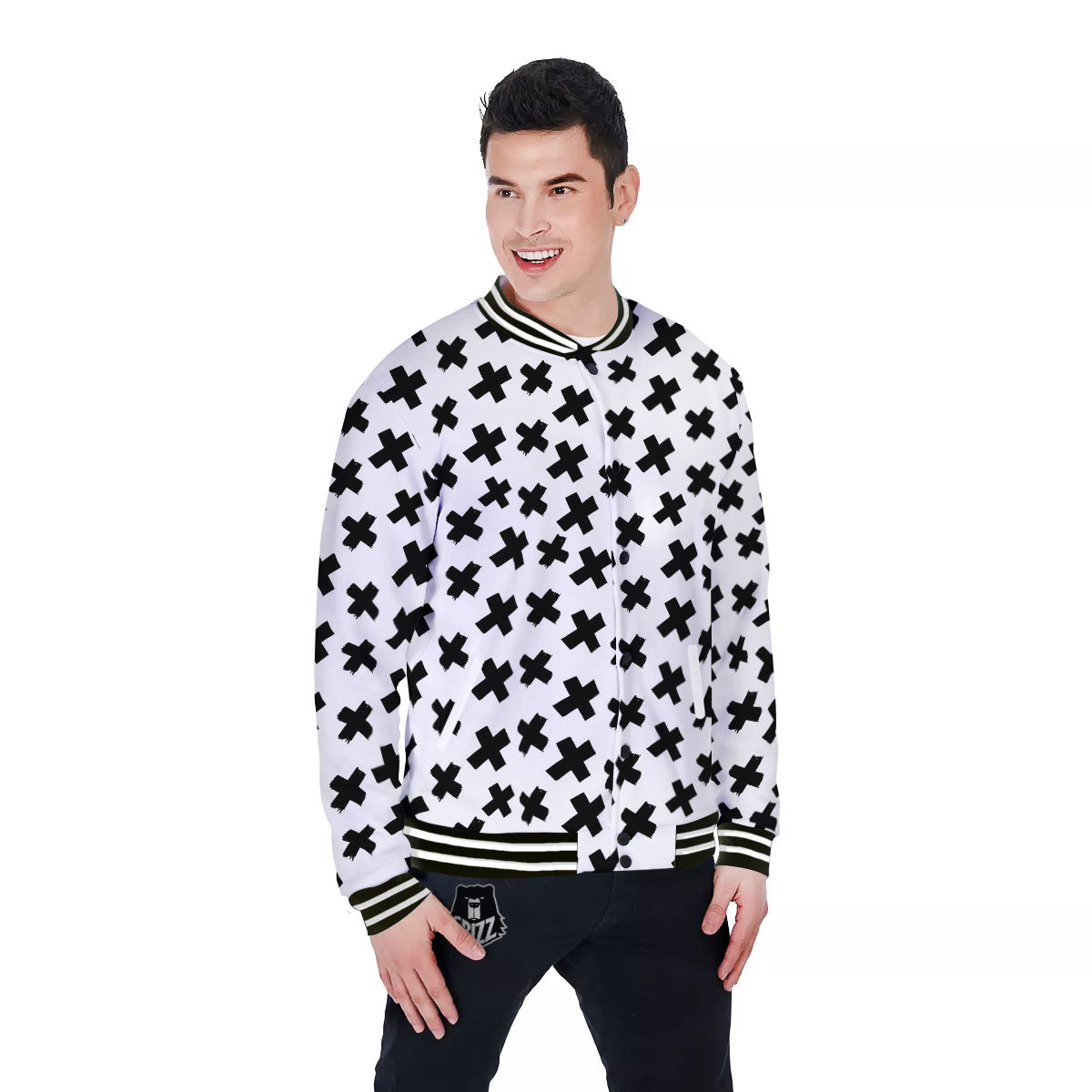 Add Sign Symbol Print Pattern Baseball Jacket-grizzshop