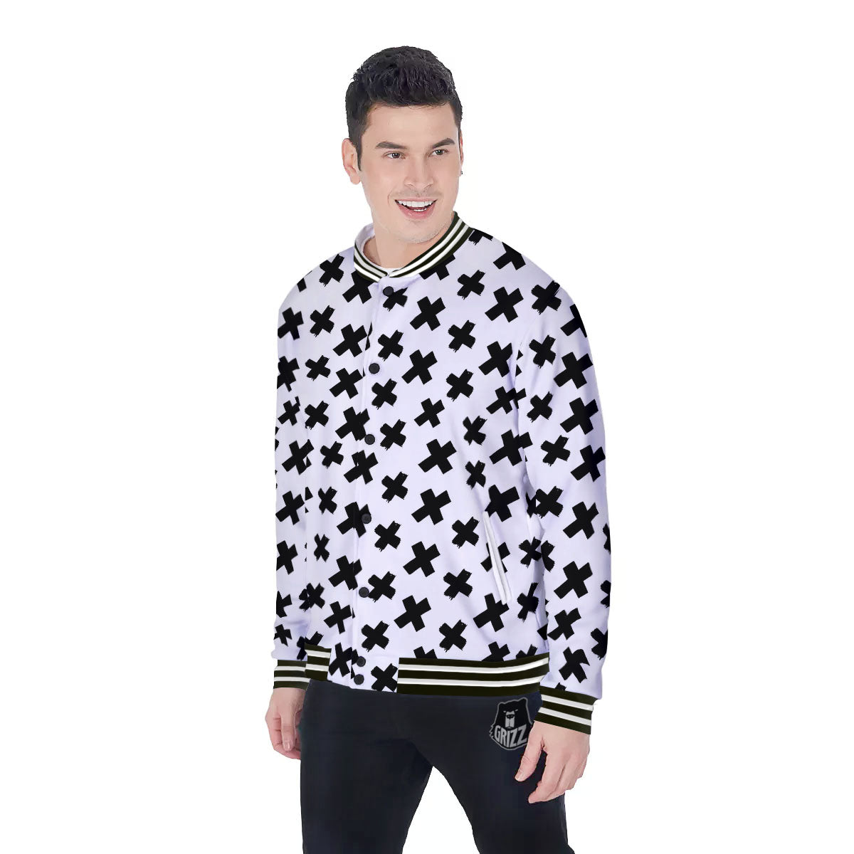 Add Sign Symbol Print Pattern Baseball Jacket-grizzshop