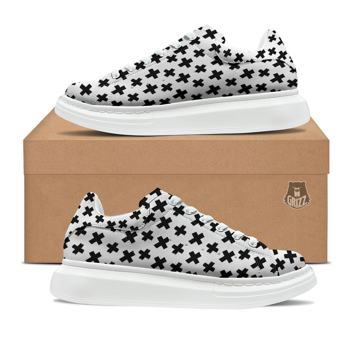 Add Sign Symbol Print Pattern Platform Shoes-grizzshop
