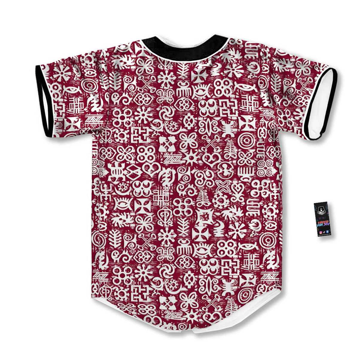 Adinkra African Tribe Red Symbols Baseball Jersey-grizzshop