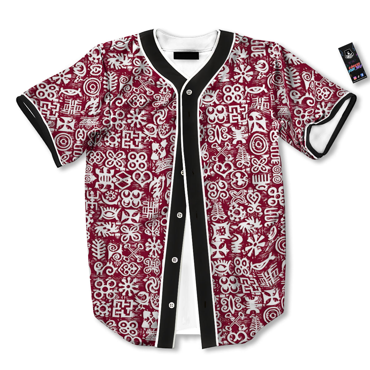 Adinkra African Tribe Red Symbols Baseball Jersey-grizzshop