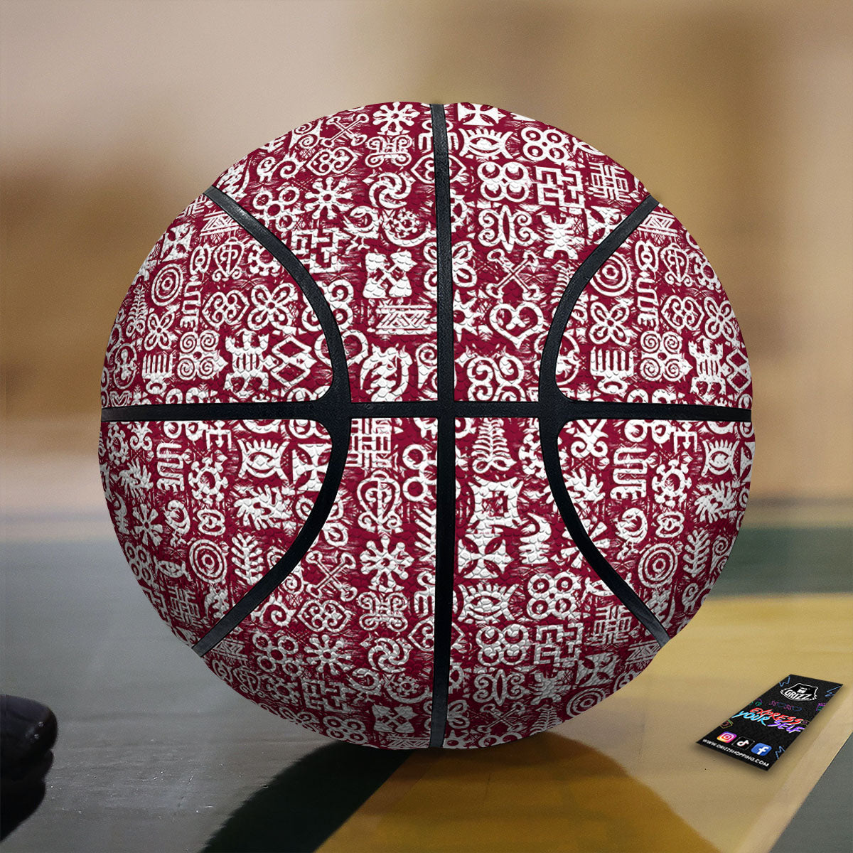 Adinkra African Tribe Red Symbols Basketball-grizzshop