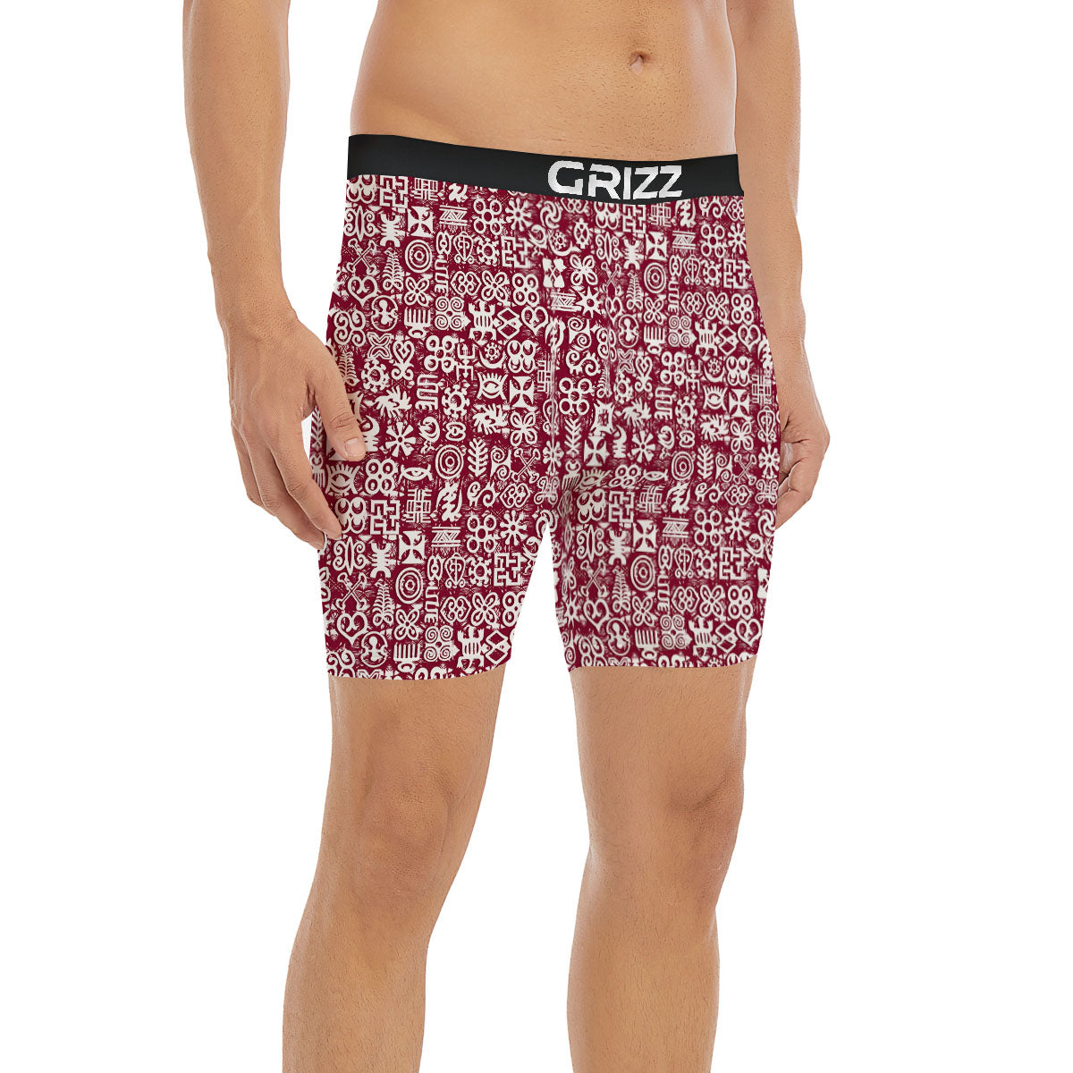 Adinkra African Tribe Red Symbols Boxer Briefs-grizzshop