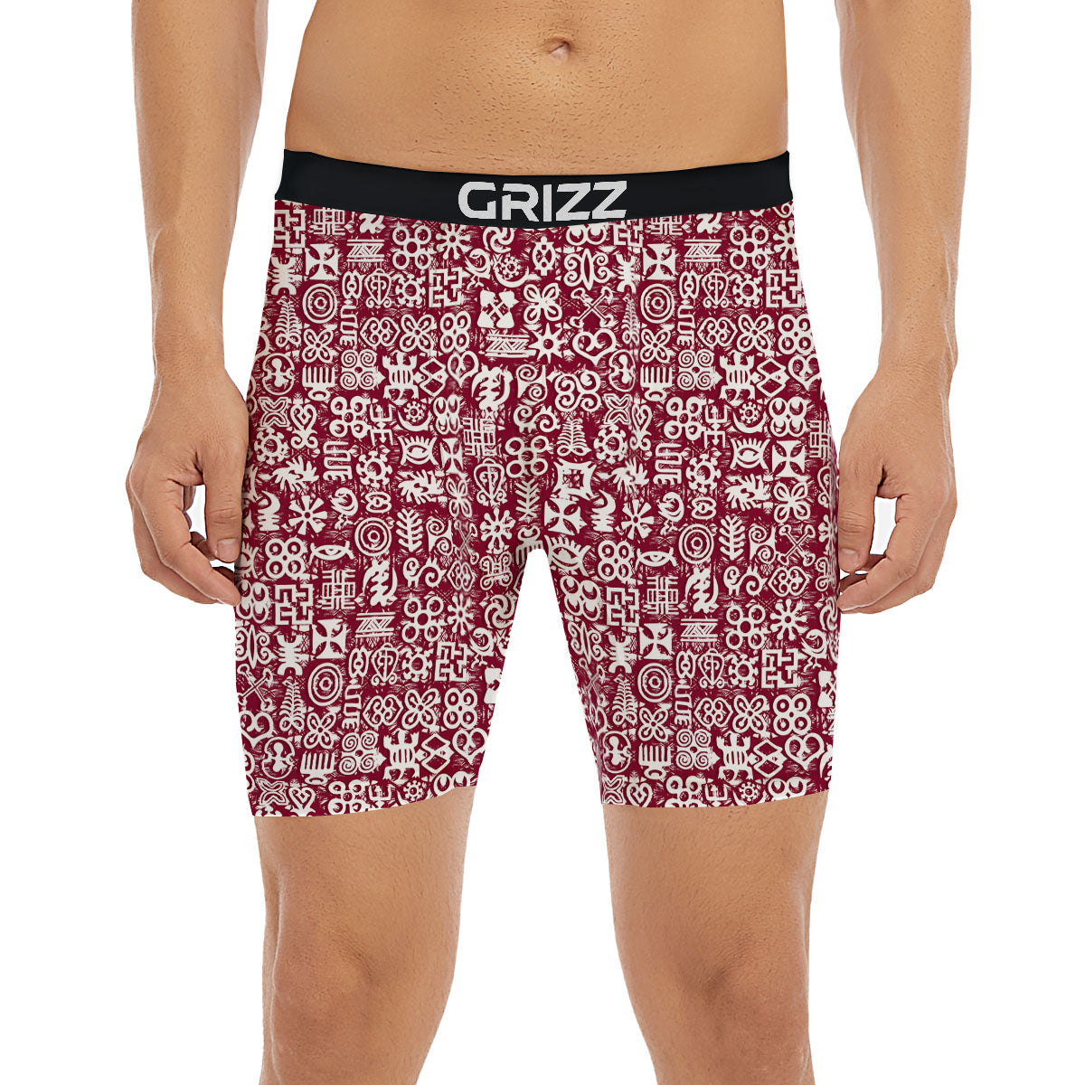 Adinkra African Tribe Red Symbols Boxer Briefs-grizzshop