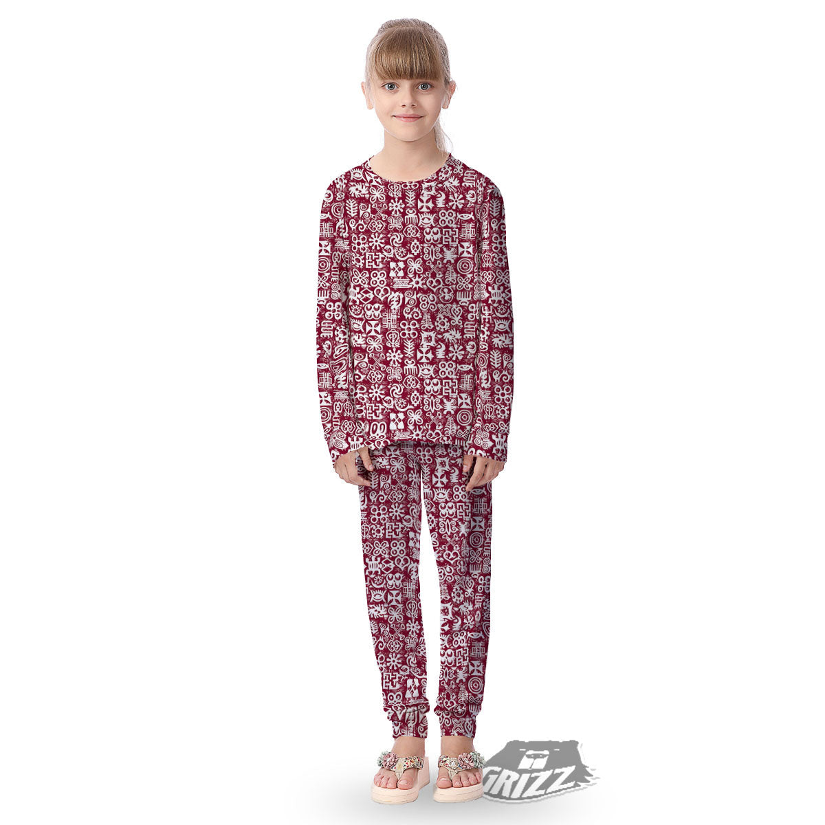 Adinkra African Tribe Red Symbols Kid's Pajamas-grizzshop