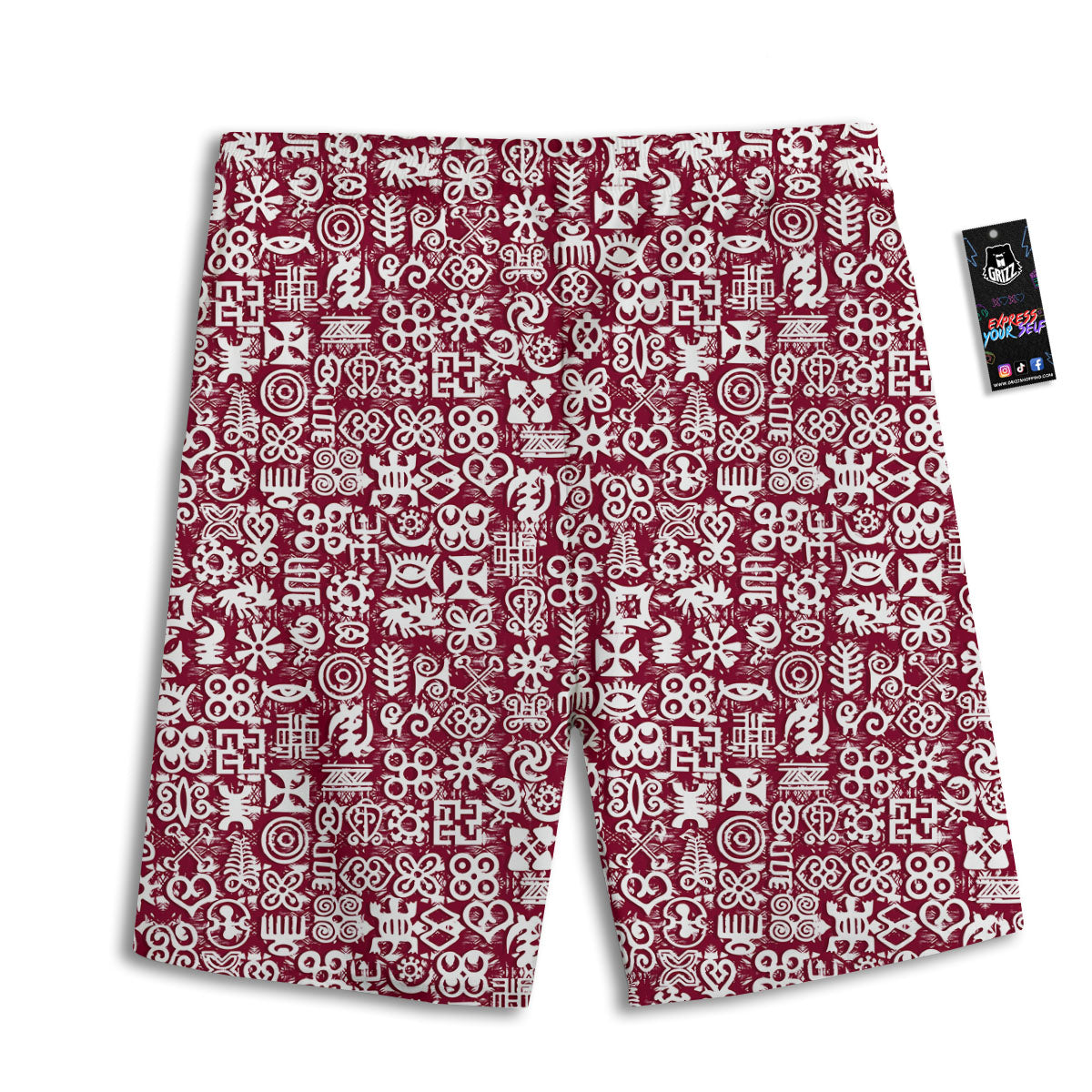 Adinkra African Tribe Red Symbols Men's Athletic Shorts