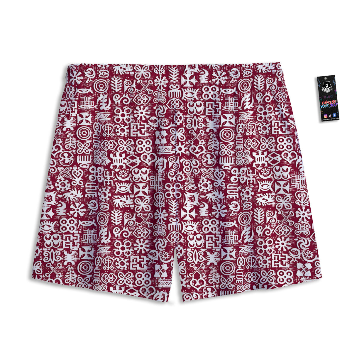 Adinkra African Tribe Red Symbols Mesh Shorts